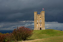 Broadway Tower under stormy clouds, Broadway Hill, Worcestershire, UK, October 2012