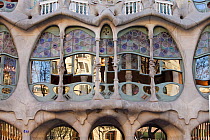 Casa Batllo, a building by architect Antoni Gaudi, Sant Eixample District, Barcelona City, Spain, March 2011