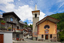 Church in the village of Saint-Jacques in the Aosta Valley, Monte Rosa Massif, Pennine Alps, Italy July 2012