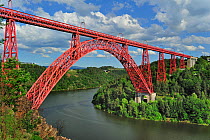 Garabit Viaduct, railway arch bridge spanning the River Truyere near Ruynes-en-Margeride, France June 2012