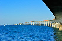 The Ile de Re bridge from La Rochelle to the island Ile de Re, 2.9km long, Charente-Maritime, France, September 2012