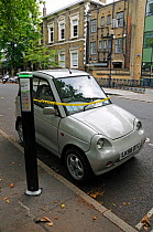 Electric vehicle at street recharging site, Highbury Fields, London Borough of Islington, UK