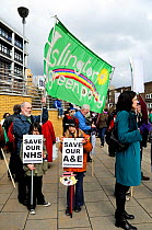 Islington Green Party Banner at the Save the Whittington Hospital A&E March, Archway, London Borough of Islington, UK