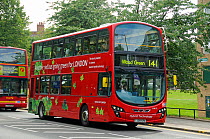 London double-decker bus powered by electric hybrid technology, London, UK August 2009