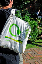 Reusable cotton Bag used to carry shopping, London UK