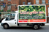 Sainsburys Little Green Van, an electric powered delivery vehicle, Marylebone London, UK
