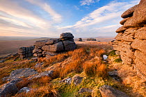 Landscape view from Great Mis Tor, Dartmoor National Park, Devon, England, UK, February 2011