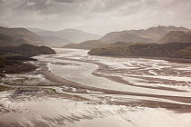 RF- Mawddach Estuary at low tide, Barmouth, Snowdonia National Park, Gwynedd, Wales, May 2012. (This image may be licensed either as rights managed or royalty free.)