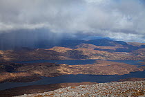 moorlandView from the side of Cul Mor showing rain showers over an upland landscape, Coigach, Scotland, UK, March 2012.