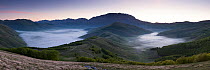 The Piano Grande at dawn, with mist lying in the valleys, Monti Sibillini National Park, Umbria, Italy May 2012 - LARGER FILES ARE AVAILABLE