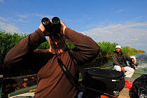 Birdwatcher Cristian Mititelu, wildlife watching tourism for Danube Delta, Danube delta rewilding area, Romania June 2012
