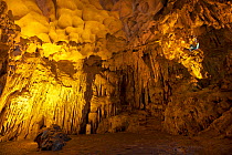 Inside floodlit Sung Sot Cave, Ha Long Bay, Vietnam.