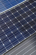 Close up view of three types of Photovoltaic panel, Wiltshire, UK.