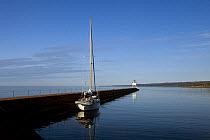 Sailing boat docked at Two Harbors, Lake Superior, Minnesota, USA, September 2011