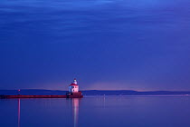 Twilight before dawn at Wisconsin Point Lighthouse on Lake Superior near the town of Superior. Wisconsin, USA, August 2011