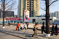 Typical urban street scene in the capital, Pyongyang, Democratic Peoples' Republic of Korea (DPRK), North Korea 2012