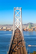 Looking down onto Oakland Bay Bridge, San Francisco, California, USA 2011