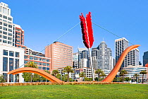 Bow and Arrow Sculpture in Rincon Park, Embarcadero, San Francisco, California, USA, June 2011