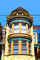 Colourfully painted Victorian houses in the Haight-Ashbury district of San Francisco, California, USA 2011