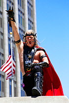 Man in fancy  dress celebrating Lesbian Gay Bisexual Transgender Pride Parade, an annual event, San Francisco, California, USA, June 2011