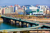 Rungna Bridge spanning the river Taedong in central Pyongyang, Democratic Peoples' Republic of Korea (DPRK) North Korea, 2012