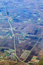 Aerial view of the countryside on outskirts of Pyongyang, Democratic Peoples' Republic of Korea (DPRK) North Korea, 2012