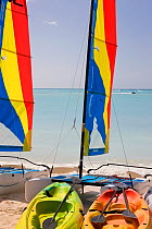 Colourful sailboats on Jolly Beach, Antigua, Antigua and Barbuda, Leeward Islands, Lesser Antilles, Caribbean, West Indies, 2012