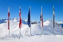 Flags at chairlift station at St Anton am Arlberg, Tirol, Austria, 2008