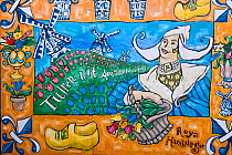 Mural at the Bloemenmarkt Flower market, Amsterdam, Holland, The Netherlands, 2007