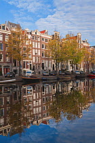 Traditional Gabled houses and reflections in canal, Amsterdam, Holland, Netherlands, 2007