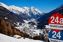 View over St. Jakob from the slopes of the ski resort of St Anton, St Anton am Arlberg, Tirol, Austria, 2009