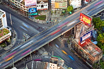 Elevated view over the busy road system in Bangkok, Thailand, 2010