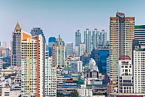Modern City Skyline looking towards the Sukhumvit district, Bangkok, Thailand, 2010. No release available.