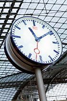 Station clock in the new modern main railway stationm Berlin, Germany 2009