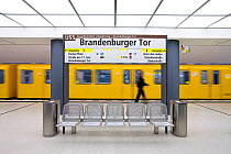 Modern futuristic style subway station, Berlin, Germany 2009