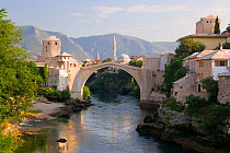 The famous 'Old Bridge' of Mostar built in 1566 was destroyed in 1993, the 'New Old Bridge' as it is known was completed in 2004, Mostar, Herzegovina, Bosnia and Herzegovina, Balkans, 2009