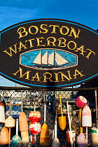 Boston Waterfront Marina sign, Boston, Massachusetts, USA 2009