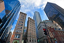 Low angle view of downtown Financial District, Boston, Massachusetts, USA 2009
