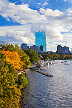 Skyline viewed over the Charles river, Beacon Hill and downtown, Boston, Massachusetts, USA 2009