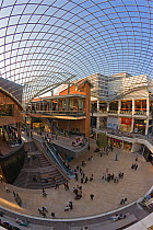 Inside Cabot Circus, constructed at a cost of 500 million, is an architectural masterpiece. The shopping centre's glass roof equal in size to one and a half football pitches, Bristol, Avon, UK 2009