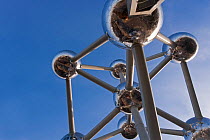 Looking at the underside of the Atomium sculpture in Atomium Park, Brussels, Belgium, 2006