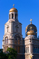 Cathedral of the Assumption of the Virgin, built between 1880 and 1886 is the main symbol of the city with it's gold domes and stained glass windows, Varna, the chief city of the Black Sea, Bulgaria,...