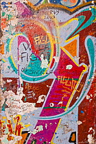Painted section of the Berlin Wall left standing in Potsdamer Platz, Berlin. As was the case in much of Berlin, many of the buildings around Potsdamer Platz were turned to rubble by air raids and heav...
