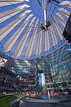 Interior of the Sony Center, Potsdamer Platz, Berlin, Germany 2007. As was the case in much of Berlin, many of the buildings around Potsdamer Platz were turned to rubble by air raids and heavy artille...
