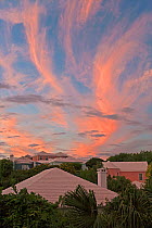 Sunset over traditional white painted stone roofs, Hamilton, Bermuda 2009
