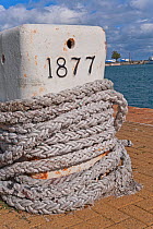 Rope twisted around mooring post, Royal Naval Dockyard, Sandys Parish, Bermuda 2007