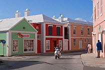 White stone roofs and pastel, traditional architecture of the historic town of St. George, an UNESCO World Heritage Site, St George's Parish, Bermuda 2007