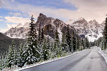 Wenkchemna Peaks over Moraine lake in the snow, Banff-Jasper National Parks, Alberta, Canada, 2007