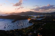 Elevated view at dusk over English Harbour and Nelson's Dockyard from Shirley Heights, Antigua, Antigua and Barbuda, Leeward Islands, Lesser Antilles, Caribbean, West Indies 2008
