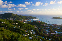 Elevated view over Charlotte Amalie and the Cruise Ship dock of Havensight, St Thomas, US Virgin Islands, Leeward Islands, Lesser Antilles, Caribbean, West Indies 2008